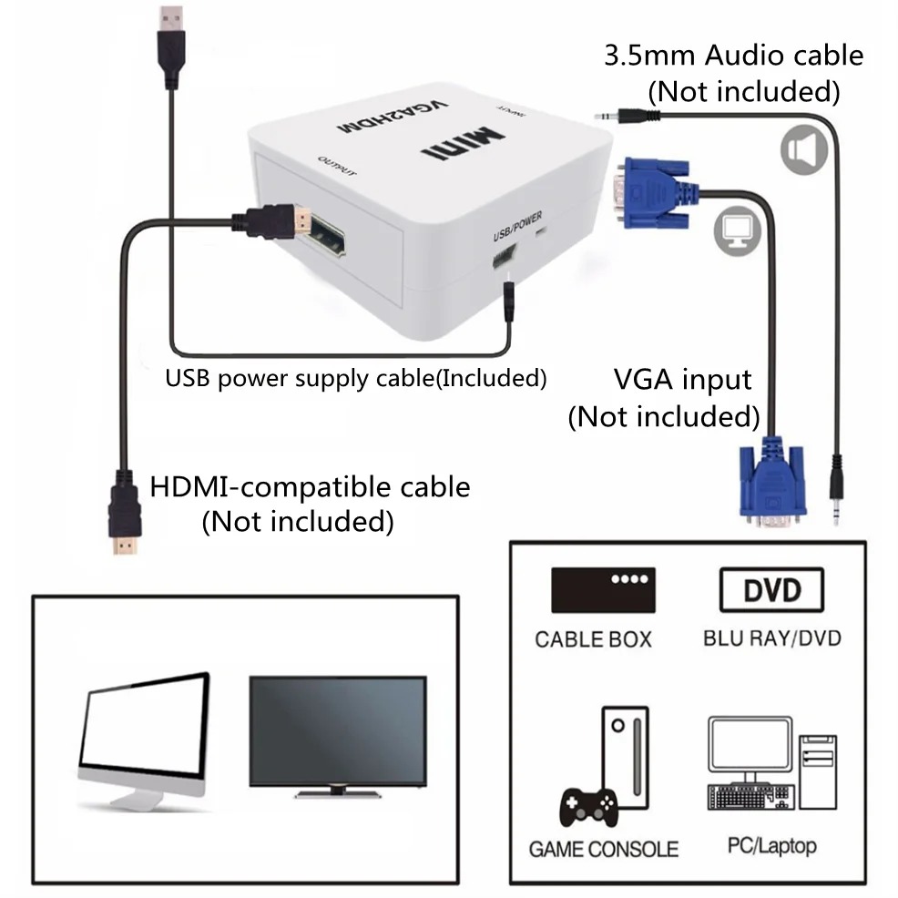 محول VGA إلى HDMI محول VGA أنث - مراجعة Hdmi Vga Adapter وسعره