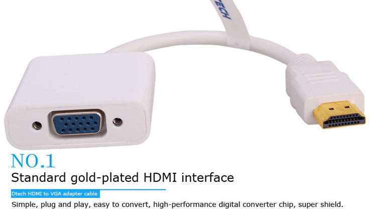 3 قطعة DTECH بيع المصنع مباشرة - مراجعة Hdmi Vga Adapter وسعره