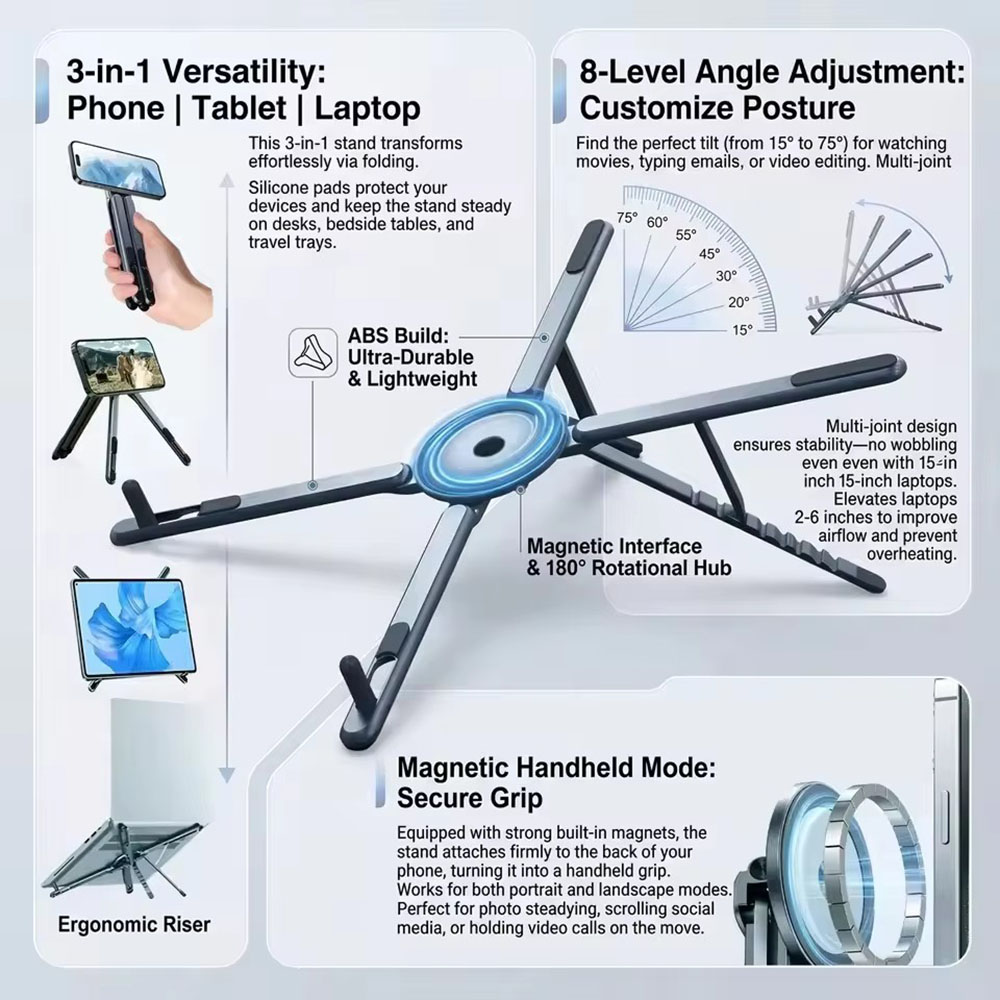 حامل هاتف مغناطيسي محمول وعصا  - مراجعة Laptop Accessories Organizer وسعره